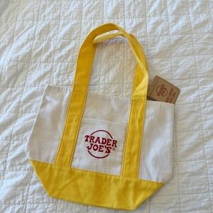 Trader Joe’s Mini Canvas Tote Bag NWT Yellow